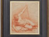 un dessin représentant un homme nu allongé par terre