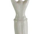 a statue of a woman holding a bowl on top of her head