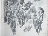 a drawing of a group of people in the sky