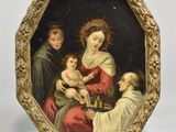 an image of a painting of a family with a baby