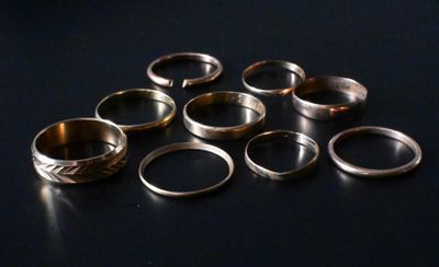 a lot of rings that are sitting on a table