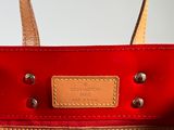 louis vuitton red and tan leather tote bag with gold hardware