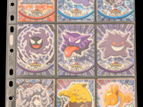 a lot of different pokemon trading cards on a binder