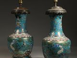 pair of chinese cloissanted vases with dragon handles