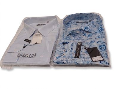 a shirt in a plastic bag with a tag on it