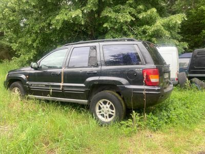 une jeep noire garée dans l'herbe