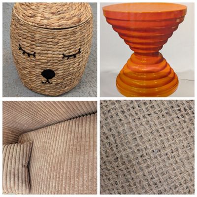 quatre images différentes représentant un panier orné d'une tête d'ours et un vase orné d'une tête d'ours