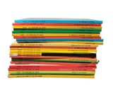 a stack of children ' s books stacked on top of each other