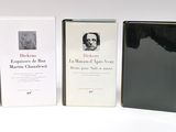 plusieurs livres sont alignés sur une surface blanche