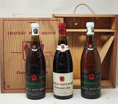 3 bouteilles CHÂTEAUNEUF-DU-PAPE Mont-Redon (1 rouge de 1990…
