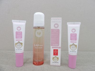 three different types of skin care products sitting on a table