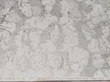 a drawing of a large group of people in a room