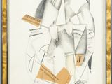 an image of a drawing of a man with a knife and a piece of paper in his hand