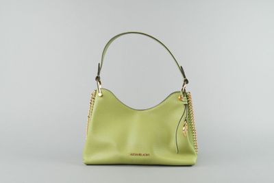 MICHAEL KORS. Petit sac en cuir grainé vert à bords surpiqué…
