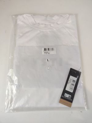 a close up of a white shirt with a tag on it
