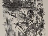 l'image d'un dessin représentant un homme et une femme assis sur un banc