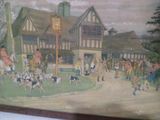 une image d'un tableau représentant des personnes et des animaux devant une maison