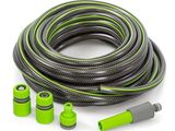 a green hose with a couple of hoses attached to it