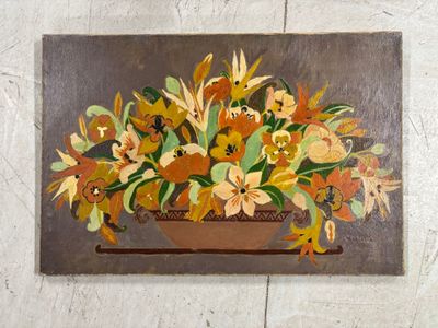 S. MONCEAUX Grande coupe de fleurs