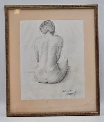 l'image d'un dessin d'une femme nue assise sur le sol