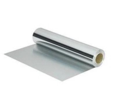 a roll of aluminum foil on a white background