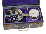une petite boîte contenant une boussole et une horloge
