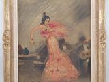 une image d'un tableau représentant une femme en robe rose