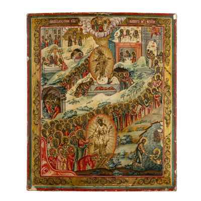 une image représentant un tableau illustrant une scène religieuse avec un homme à cheval