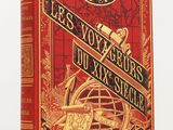 la couverture d'un livre rouge et doré sur laquelle figure l'image d'un globe terrestre