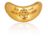 an image of a close up of a gold plated object on a white background