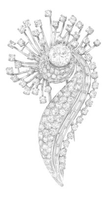 un dessin représentant une broche ornée d'une fleur et de feuilles