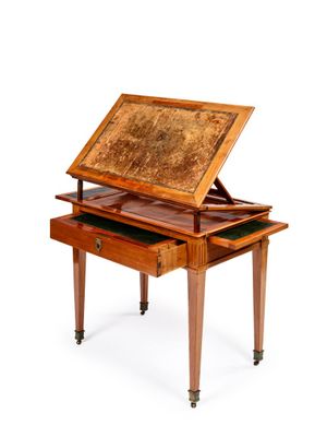 l'image d'un bureau en bois avec un tiroir en dessous