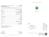 a certificate for a diamond with a green stone on it