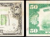 deux photos différentes d'un billet d'un dollar vert et blanc
