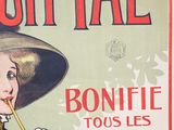 french poster of a woman drinking a glass of wine with a straw in her hand