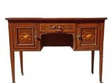 a wooden desk with two drawers and two drawers on each side
