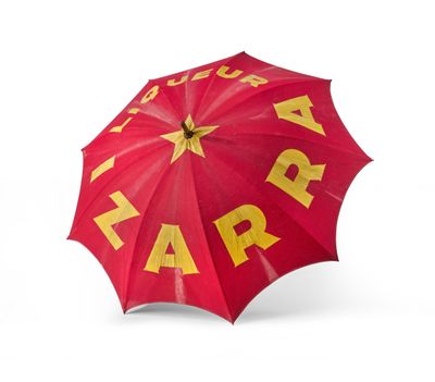 a red umbrella with a yellow star on it