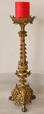 195 / esc / Important pique-cierge en bronze pied trip… - Photo 1