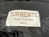 a close up of a label on a black jacket