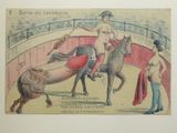 un dessin représentant une femme à cheval dans un manège