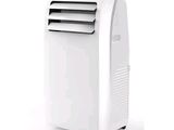 an image of a white air conditioner sitting on top of a white floor