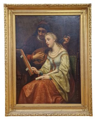 un tableau représentant une femme assise sur une chaise en train de lire un livre