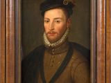 a painting of a man in a brown coat and black hat