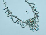 turquoise beaded necklace on a white background