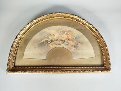 tableau accroché au mur d'une pièce où se trouve un ventilateur
