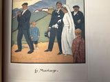 an open book with a picture of a man and a woman and a child