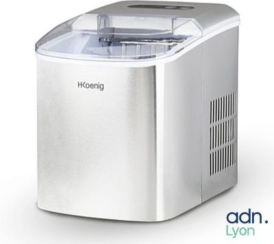 a close up of a small ice maker on a white background