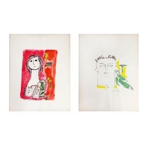 deux dessins représentant une femme et un oiseau sur fond blanc