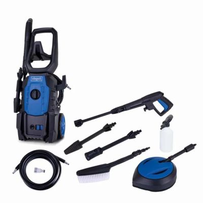 a close up of a blue and black pressurer and tools