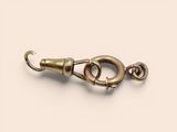 a close up of a metal clasp on a white background